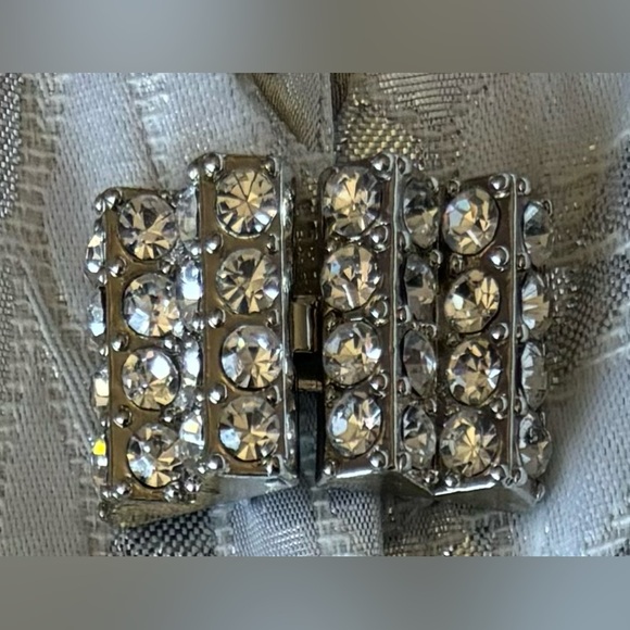 Promise NY Silver and White 2pc Skirt Suit w/Rhinestones, Beads & Lace, Size 14 - Picture 7 of 11